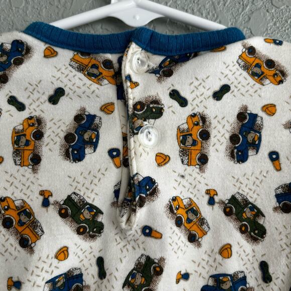Tad Little Vintage Boys 6-9 Months Onesie bodysuit Blue Tan Trucks - Picture 7 of 7